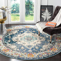 SAFAVIEH Monaco Collection Area Rug - 10' Round, Navy & Light Blue, Boho Chic Medallion Distressed Design, Non-Shedding & Easy Care, Ideal for High Traffic Areas in Living Room, Bedroom (MNC243N)