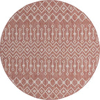 Unique Loom Outdoor Trellis Collection Area Rug - Tribal Trellis (7' 10" Round, Rust Red/ Ivory)