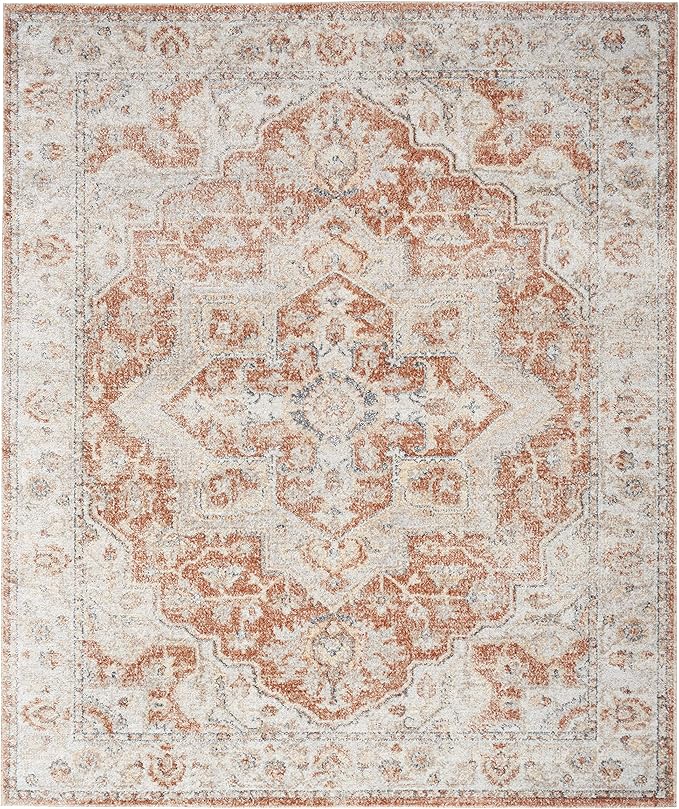 Nourison Home Astra Machine Washable Traditional Gold/Multicolor 9' x 12' Area Rug, Easy Clean, Non Shedding, Bed Room, Living Room, Dining Room, Kitchen (9x12)