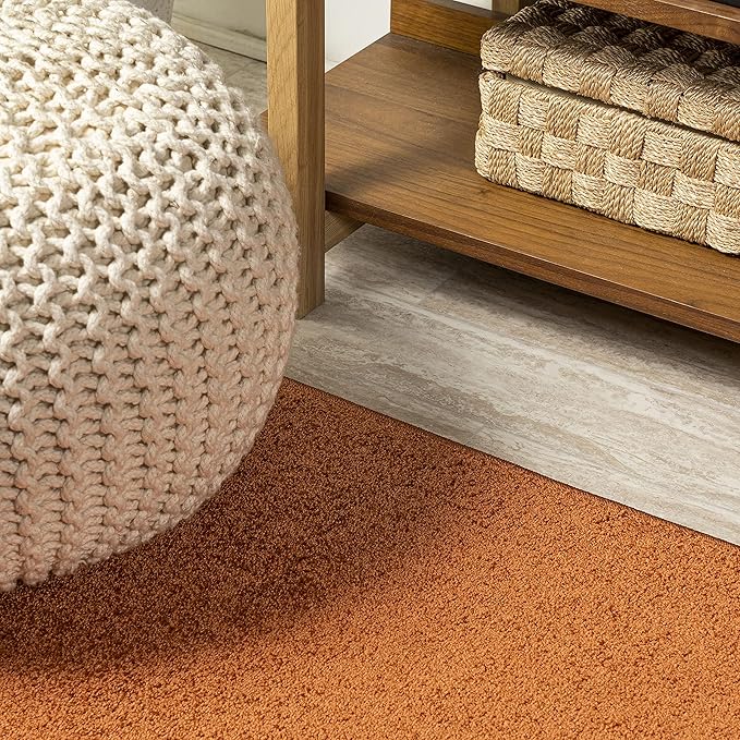 JONATHAN Y Haze Solid Low-Pile Orange 4x6 Oval Indoor Area Rug, Coastal,Bohemian,Minimalist,Classic, Easy-Cleaning for Living Room,Bedroom,Kitchen,Pet Friendly,Non-Shedding (SEU100M-4OV)