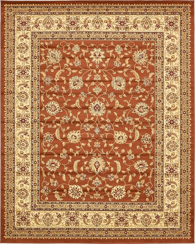 Unique Loom Voyage Collection Traditional Oriental Classic Intricate Design Area Rug (8' 0 x 10' 0 Rectangular, Terracotta/Ivory)