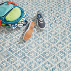 Dash & Albert Melange Diamond Blue Machine Washable Rug, 8.5 X 11.5 Feet, Blue Geometric Pattern
