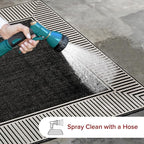 Nuloom Asha Black/Ivory, 4' x 6', Casual, Striped Border, Soft and Cozy, High Traffic, Stain Resistant, Easy Clean, Durable Area Rug for Indoor/Outdoor Patio, Deck, Porch, Garden, Courtyard