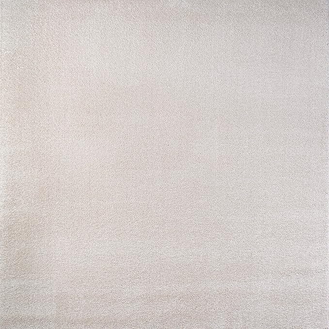 Eyely UES100D-5SQ Supersoft Haze Solid Low-Pile Indoor Area Rug Casual;Contemporary;Solid;Traditional, Bedroom, Kitchen, Living Room, Easy-Cleaning, Non-Shedding, 5' Square, Ivory