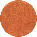 Eyely UES100M-8R Haze Solid Low-Pile Orange 8' Round Area Rug, Pet Friendly, Stain Resistant, Easy Cleaning, for Bedroom, Living Room, Kitchen