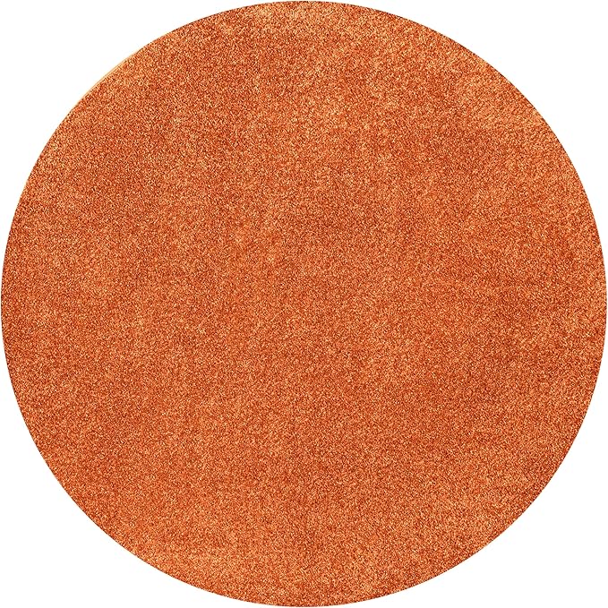 Eyely UES100M-8R Haze Solid Low-Pile Orange 8' Round Area Rug, Pet Friendly, Stain Resistant, Easy Cleaning, for Bedroom, Living Room, Kitchen