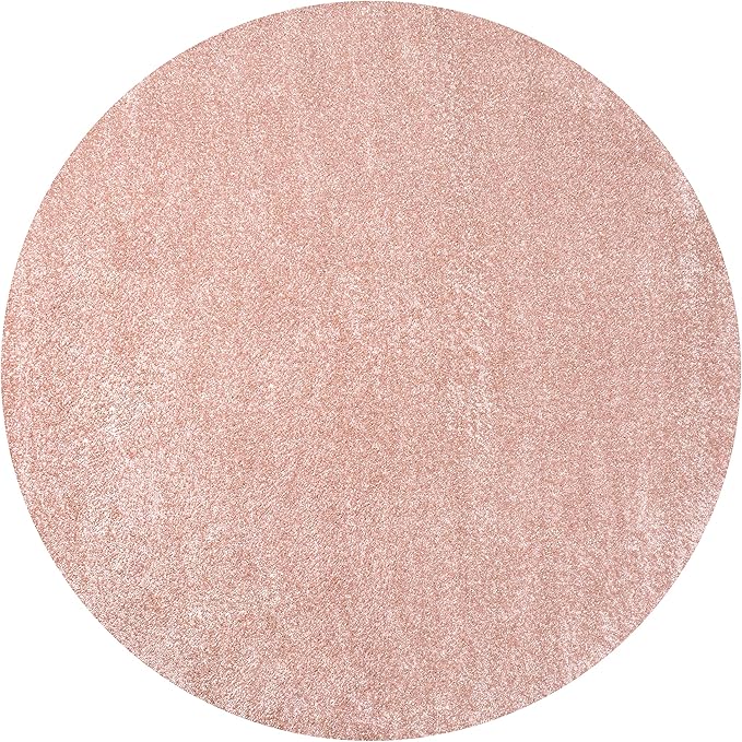 Eyely UES100P-6R Supersoft Haze Solid Low-Pile Indoor Area Rug, Coastal, Bohemian, Minimalist, Classic, Casual for Bedroom,Kitchen,Living Room,Non Shedding,Easy-Washing, Pink, 6' Round
