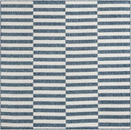 Unique Loom Outdoor Striped Collection Area Rug - Striped (7' 10" Square Blue/Ivory)
