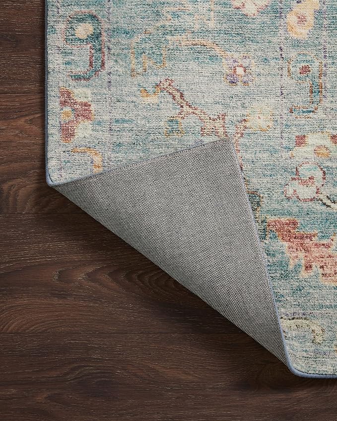 Loloi Margot Collection MAT-06 Denim/Multi 2'-0" x 5'-0" Accent Rug feat. CloudPile, No-Shed Easy Clean Large Patterned Area Rug for Living Room, Bedroom, Dining Area