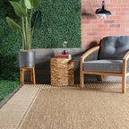 Nuloom Asha Light Brown/Ivory, 4' x 6', Casual, Striped Border, Soft and Cozy, High Traffic, Stain Resistant, Easy Clean, Durable Area Rug for Indoor/Outdoor Patio, Deck, Porch, Garden, Courtyard