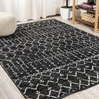 JONATHAN Y Boho Vintage Diamond Black/Ivory Indoor Area Rug 8X10 ft, Moroccan Hype for Living Room, Bedroom, Kitchen, Office, Easy-Cleaning, High Traffic, Pet-Friendly, Non-Shedding (MOH101D-8)