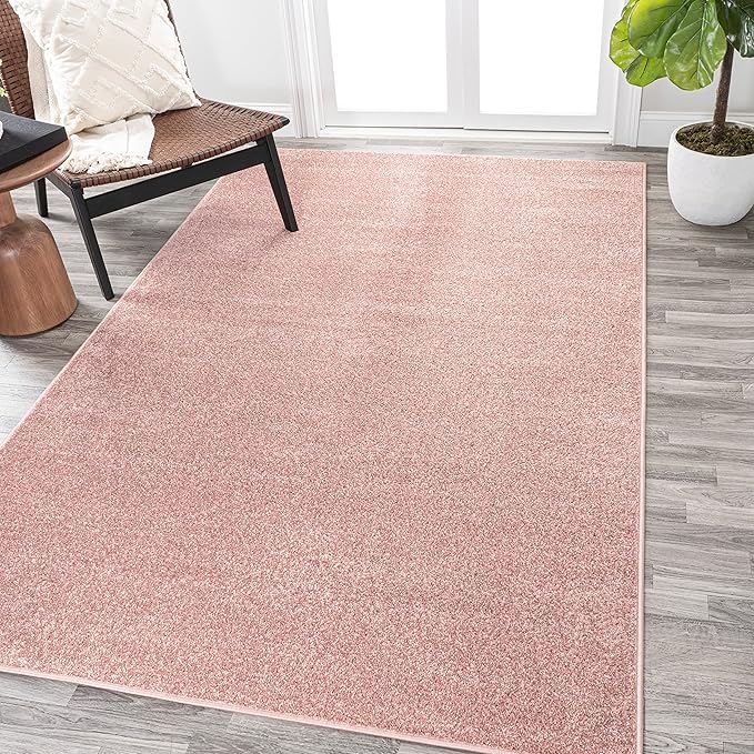 JONATHAN Y Haze Solid Low-Pile Pink Indoor Area Rug 5x8, Coastal,Bohemian,Minimalist,Classic, Easy-Cleaning for Living Room,Bedroom,Kitchen,Pet Friendly,Non-Shedding (SEU100P-5)