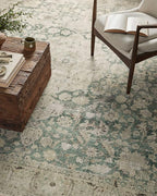 Loloi Magnolia Home by Joanna Gaines Sinclair Collection SIN-05 Jade/Sand 8'-6" x 11'-6", .25" Pile Height, Machine Washable, Area Rug