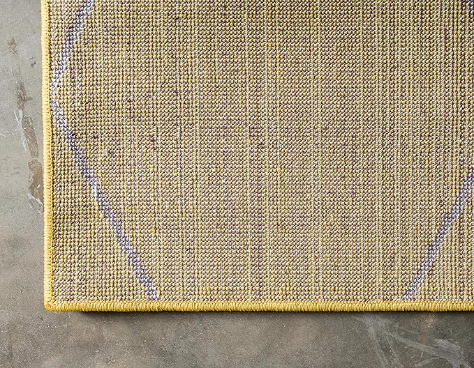 Unique Loom Trellis Frieze Collection Area Rug - Geometric (6' 1" x 9' Rectangle Yellow/Ivory)
