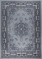 Home Dynamix Premium Sakarya Traditional Medallion Border Area Rug, Silver, 5'2"x7'4" Rectangle