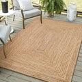 Hand Woven Farmhouse Jute Area Rug 5x8 Ft Rectuangler Natural Yarn, Rustic Vintage Beige Braided Reversible Rug, Eco Friendly Rugs for Bedroom, Kitchen, Living Room, Farmhouse 100% Jute Rug - Natural