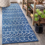JONATHAN Y Boho Vintage Diamond Blue/White Runner Rug 2X8 ft, Moroccan Hype for Living Room, Bedroom, Kitchen, Office, Easy-Cleaning, High Traffic, Pet-Friendly, Non-Shedding (MOH101A-28)