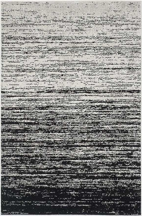 SAFAVIEH Area Rug 4x6 - Adirondack Collection - Silver & Black, Modern Ombre Design, Non Shedding & Easy to Clean, Ideal for Living Room, Bedroom, Office, Dining Space (ADR113A)