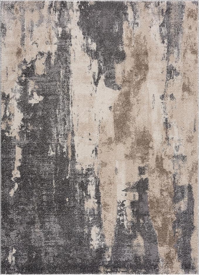LUXE WEAVERS Euston Collection Gray-Gray 4x5 Modern Abstract Area Rug
