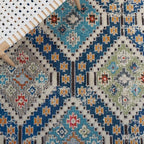 SAFAVIEH Madison Collection Runner Rug - 2' x 8', Navy & Beige, Boho Diamond Distressed Design, Non-Shedding & Easy Care, Ideal for High Traffic Areas in Living Room, Bedroom (MAD418M)