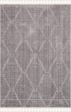SAFAVIEH Marrakech Collection Area Rug - 5'3" x 7'6", Grey, Moroccan Boho Tribal Tassel Design, Non-Shedding & Easy Care, Ideal for High Traffic Areas in Living Room, Bedroom (MRK517F)