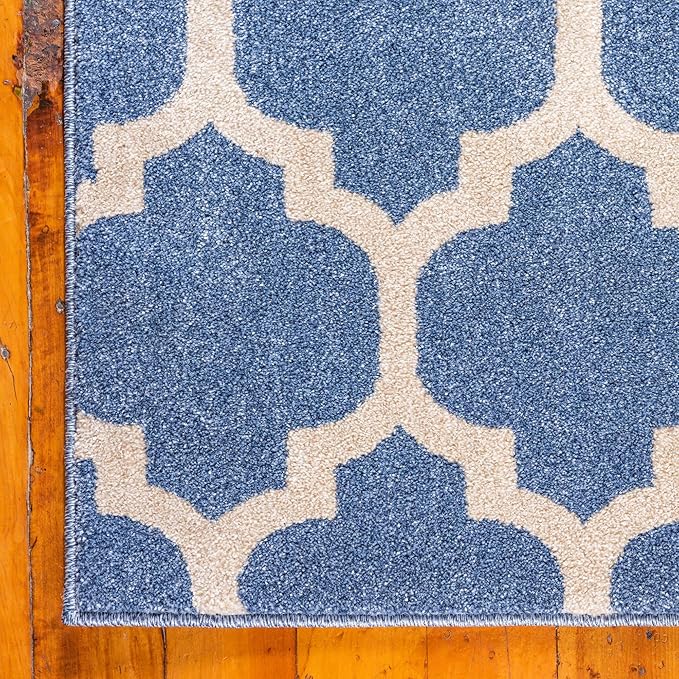 Rugs.com Lattice Collection Rug – 7' x 10' Light Blue Medium Rug Perfect for Bedrooms, Dining Rooms, Living Rooms