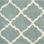 SAFAVIEH Dallas Shag Collection Area Rug - 10' Square, Seafoam & Ivory, Trellis Design, Non-Shedding & Easy Care, 1.5-inch Thick Ideal for High Traffic Areas in Living Room, Bedroom (SGD257C)