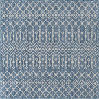 Unique Loom Outdoor Trellis Collection Area Rug - Tribal Trellis (5' 1" Square, Blue/ Ivory)