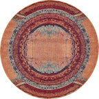 Unique Loom Estrella Collection Rustic, Distressed, Modern, Abstract Area Rug (6' 0 x 6' 0 Round, Orange/Black)