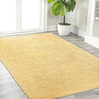 Eyely UES100B-15 Supersoft Haze Solid Low-Pile Indoor Area Rug, Coastal, Bohemian, Minimalist, Classic, Casual for Bedroom,Kitchen,Living Room,Non Shedding,Easy-Washing, Yellow, 12 X 15