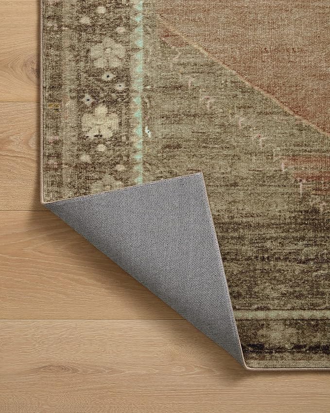Loloi Magnolia Home by Joanna Gaines Sinclair Collection SIN-06 Clay/Tobacco 7'-6" x 9'-6", .25" Pile Height, Machine Washable, Area Rug