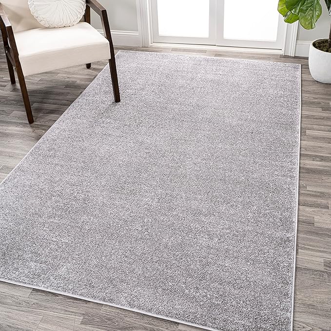 Eyely UES100A-15 Supersoft Haze Solid Low-Pile Indoor Area Rug, Coastal, Bohemian, Minimalist, Classic, Casual for Bedroom,Kitchen,Living Room,Non Shedding,Easy-Washing, Gray, 12 X 15