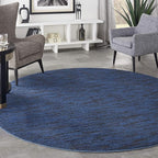 Nourison Home Nourison Essentials Midnight Blue 8' x Round Area Rug - Easy Clean, Non Shedding, Bed Room, Living Room, Dining Room, Kitchen (8' x Round)