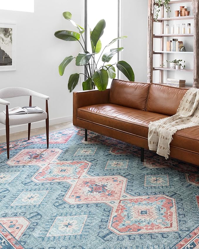 Loloi Skye Collection SKY-03 Turquoise/Terracotta 9'-0" x 12'-0" Area Rug