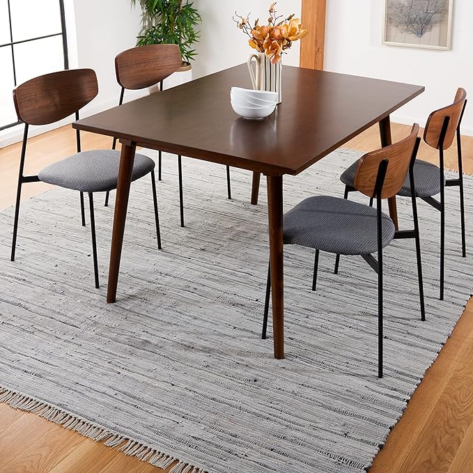 SAFAVIEH Rag Rug Collection Area Rug - 9' x 12', Grey, Handmade Boho Stripe Cotton, Ideal for High Traffic Areas in Living Room, Bedroom (RAR121A)