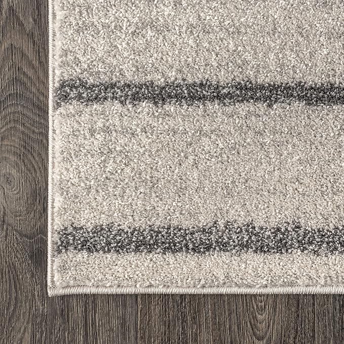 JONATHAN Y Williamsburg Minimalist Stripe Cream/Gray Indoor Area Rug, 5x8, Contemporary, Modern, Easy-Cleaning for Living Room, Bedroom, Kitchen, Pet Friendly, Non-Shedding (MOH201A-5)