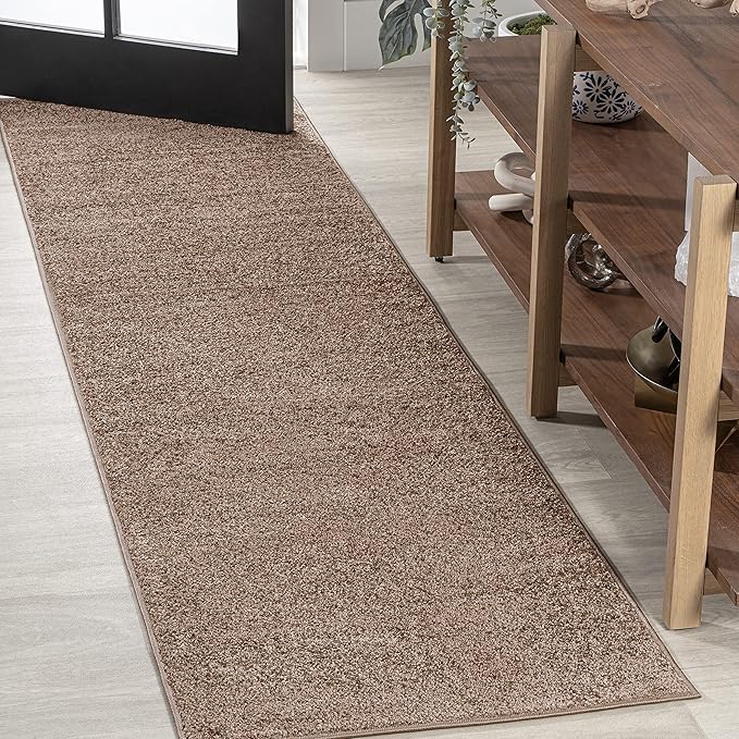 JONATHAN Y Haze Solid Low-Pile Brown Runner Rug 2x12, Coastal,Bohemian,Minimalist,Classic, Easy-Cleaning for Living Room,Bedroom,Kitchen,Pet Friendly,Non-Shedding (SEU100J-212)