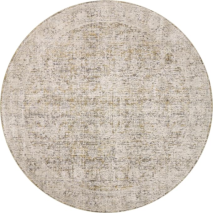 Loloi Amber Lewis Alie Collection ALE-05 Gold/Beige 7'-10'' x 7'-10'', .13'' Pile Height, Round Area Rug