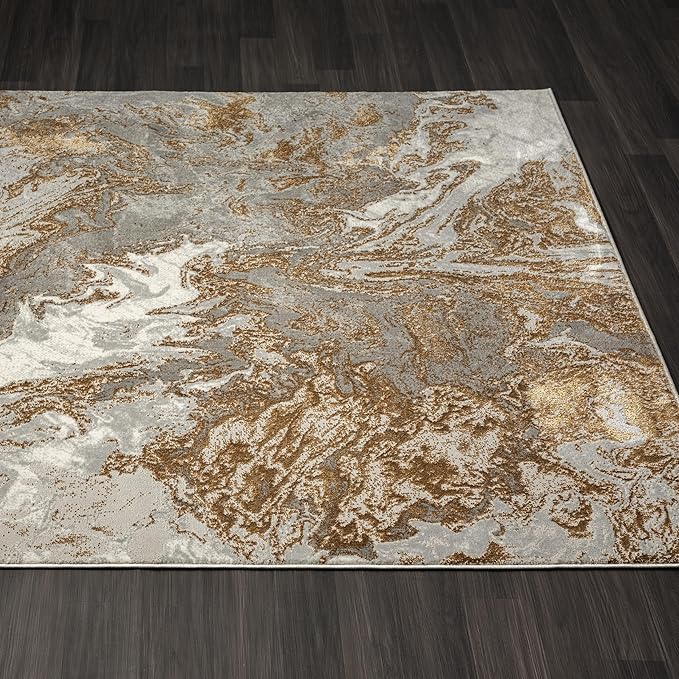 LUXE WEAVERS Marble Swirl Abstract Area Rug, Gray 5x7