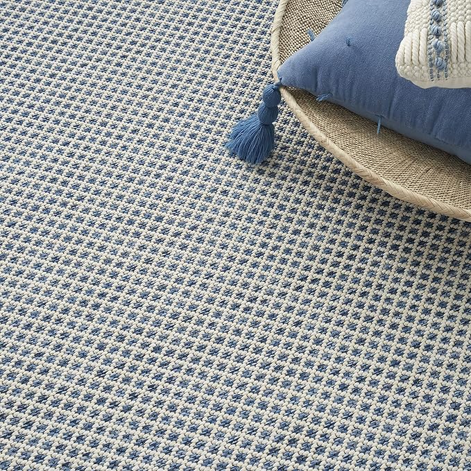 Nourison Home Courtyard Ivory Blue 8' x 10' Area Rug - Easy Clean, Non Shedding, Bed Room, Living Room, Dining Room, Kitchen (8' x 10')
