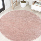 JONATHAN Y Haze Solid Low-Pile Pink 8' Round Indoor Area Rug, Coastal,Bohemian,Minimalist,Classic, Easy-Cleaning for Living Room,Bedroom,Kitchen,Pet Friendly,Non-Shedding (SEU100P-8R)