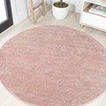 Eyely UES100P-4R Supersoft Haze Solid Low-Pile Indoor Area Rug, Coastal, Bohemian, Minimalist, Classic, Casual for Bedroom,Kitchen,Living Room,Non Shedding,Easy-Washing, Pink, 4' Round
