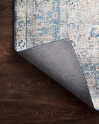Loloi Layla Collection LAY-07 Blue/Tangerine 5'-0" x 7'-6" .13" Thick Area Rug, Soft, Durable, Vintage Inspired, Distressed, Low Pile, Non-Shedding, Easy Clean, Printed, Living Room Rug
