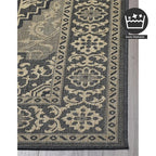 FH Home Flat Woven Outdoor Rug - Waterproof, Easy to Clean, Stain Resistant - Premium Polypropylene Yarn - Vintage - Patio, Porch, Deck, Balcony - Ankara - Charcoal - 5ft 4in x 7ft 6in