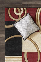 GLORY RUGS Area Rug Modern 2x7 Dark Red Soft Hand Carved Contemporary Floor Carpet with Premium Fluffy Texture for Indoor Living Dining Room and Bedroom Area