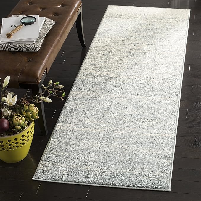 SAFAVIEH Adirondack Collection Runner Rug - 2'6" x 12', Slate & Cream, Modern Ombre Design, Non Shedding & Easy to Clean, Ideal for Hallway, Foyer, Kitchen, Entryway, Bedroom (ADR113T)