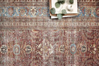 Loloi Layla Collection LAY-01 Brick/Blue 3'-6" x 5'-6" .13" Thick Accent Rug, Soft, Durable, Vintage Inspired, Distressed, Low Pile, Non-Shedding, Easy Clean, Printed, Living Room Rug