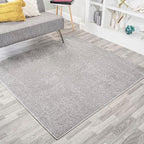 JONATHAN Y Haze Solid Low-Pile Light Gray 7x7 Square Indoor Area Rug, Coastal,Bohemian,Minimalist,Classic, Easy-Cleaning for Living Room,Bedroom,Kitchen,Pet Friendly,Non-Shedding (SEU100K-7SQ)