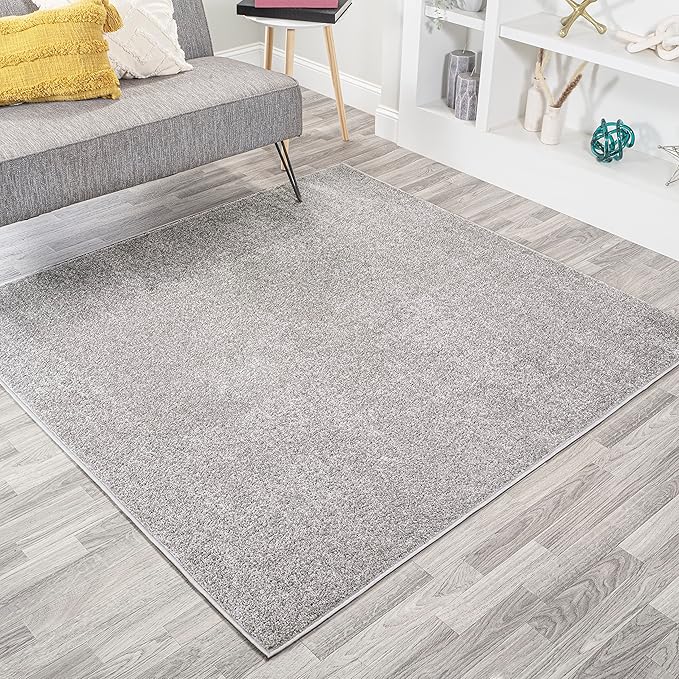 Eyely UES100K-9SQ Supersoft Haze Solid Low-Pile Indoor Area Rug, Coastal, Bohemian, Minimalist, Classic, Casual for Bedroom,Kitchen,Living Room,Non Shedding,Easy-Washing, Gray, 9' Square