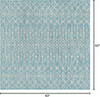 Unique Loom Outdoor Trellis Collection Area Rug - Tribal Trellis (5' 3" Square, Aqua/ Ivory)